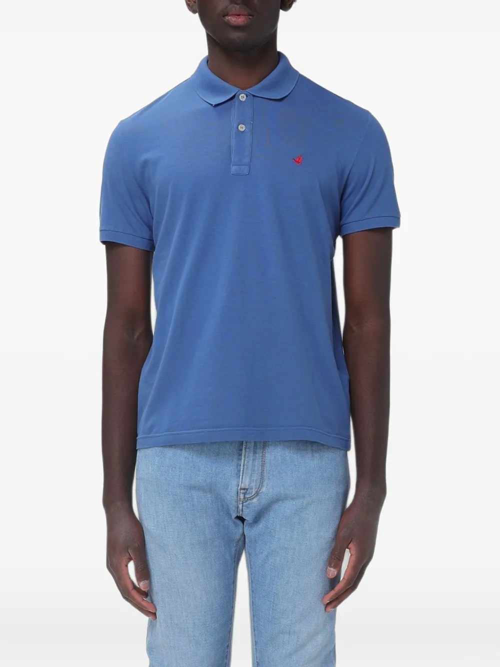 BROOKSFIELD logo-embroidered cotton polo shirt - Blu