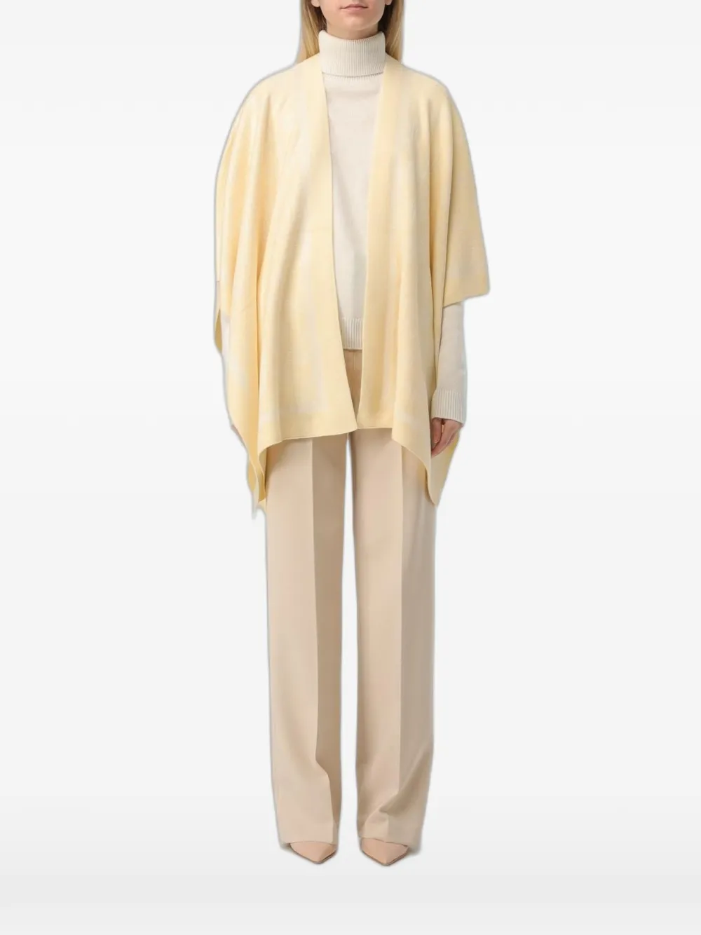 Lauren Ralph Lauren monogram-print knit cape - Yellow