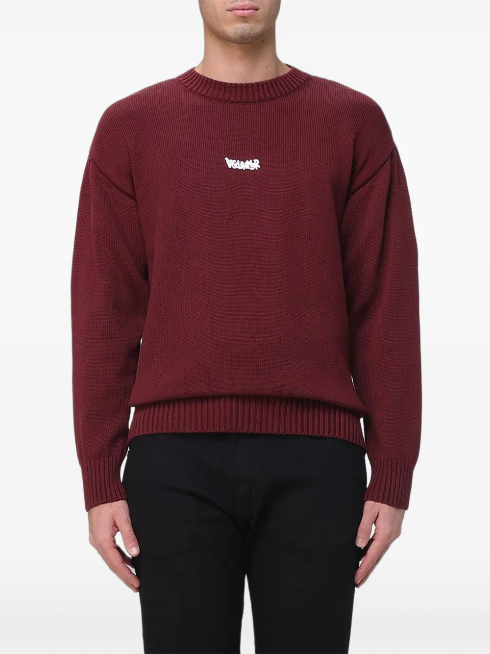 DISCLAIMER logo-print cotton sweater - Rosso