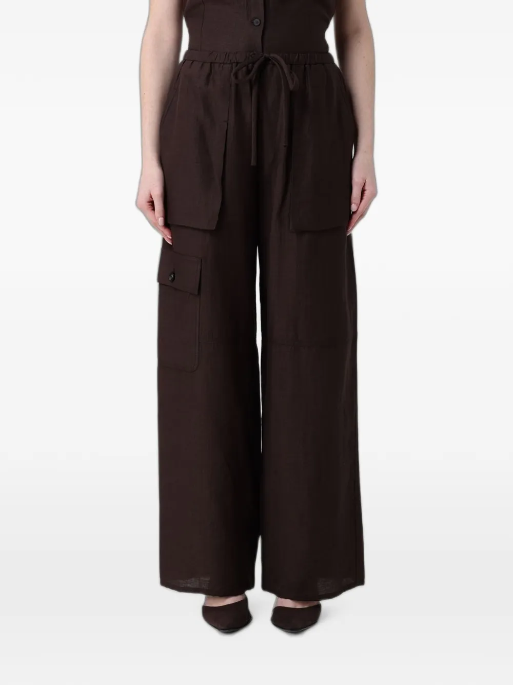 Tela drawstring-fastening palazzo pants - Marrone