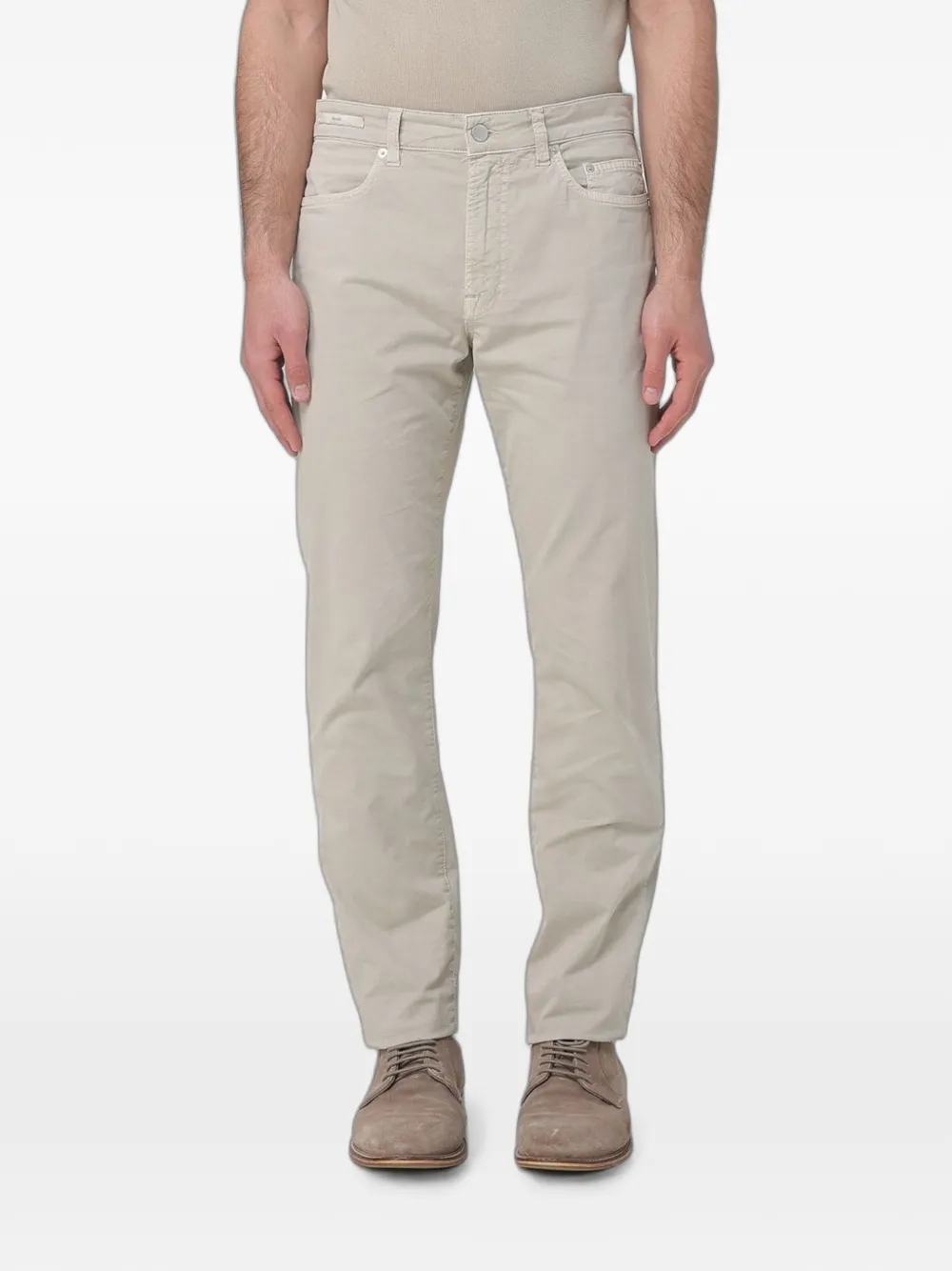 Siviglia Slim-fit Gabardine Trousers In Gray