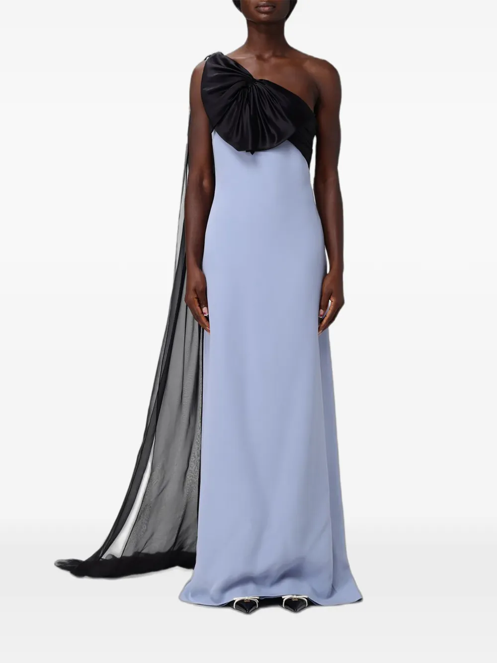Valentino Garavani bow-detail silk-cady maxi dress - Blau