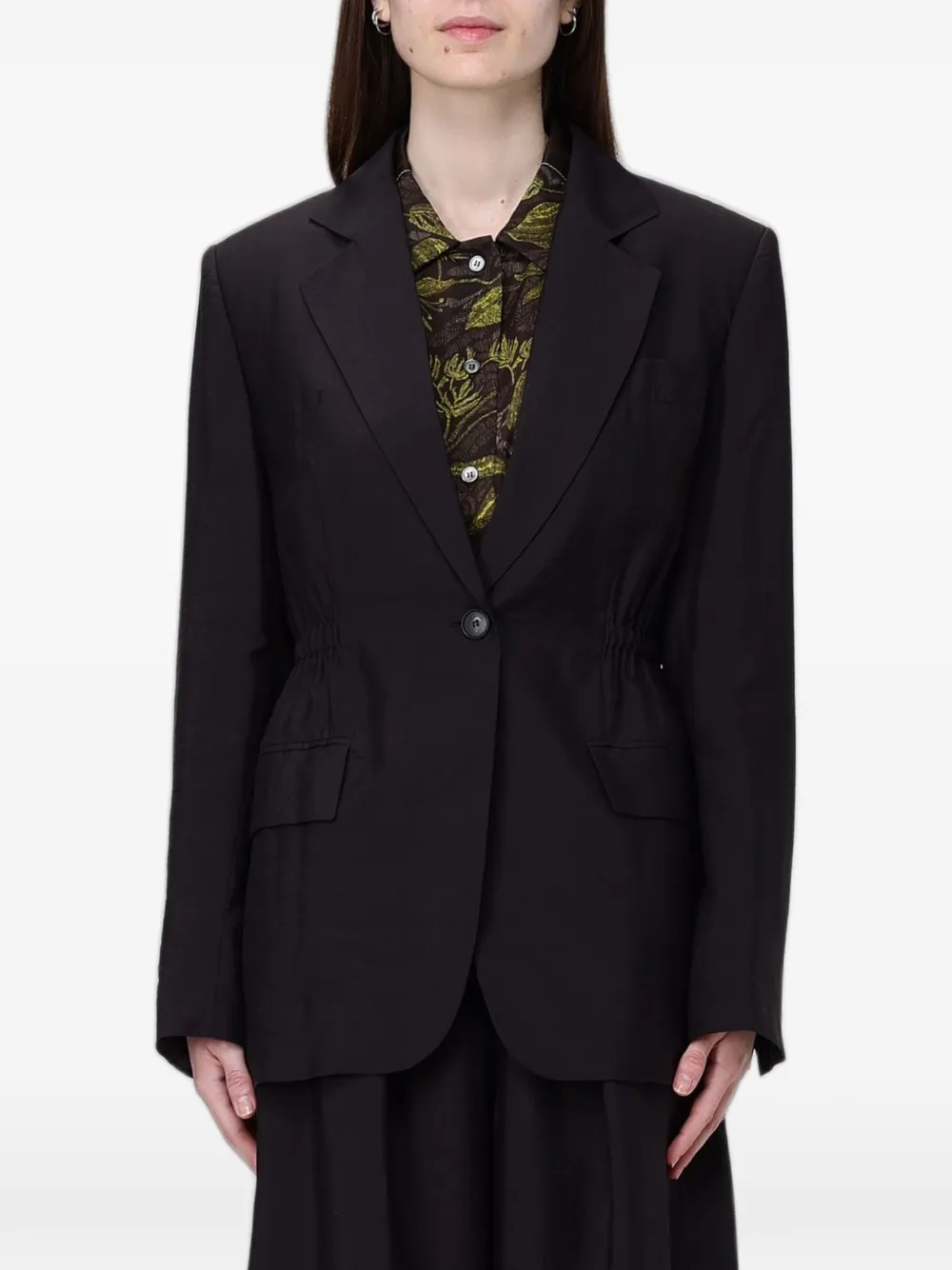 Tela single-breasted elasticated-waist blazer - Brown