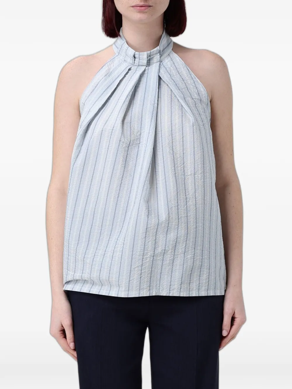 Tela striped halterneck top - Blu