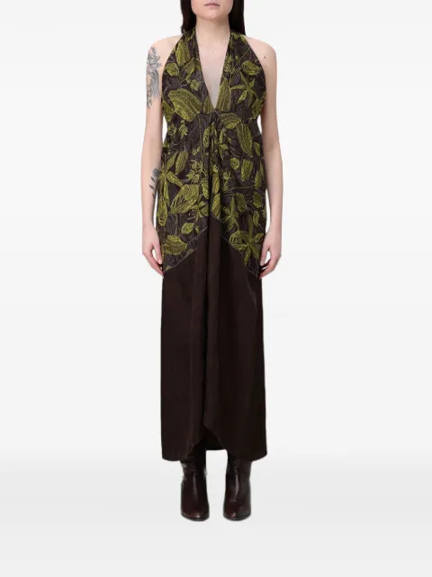 Tela floral-print halterneck dress