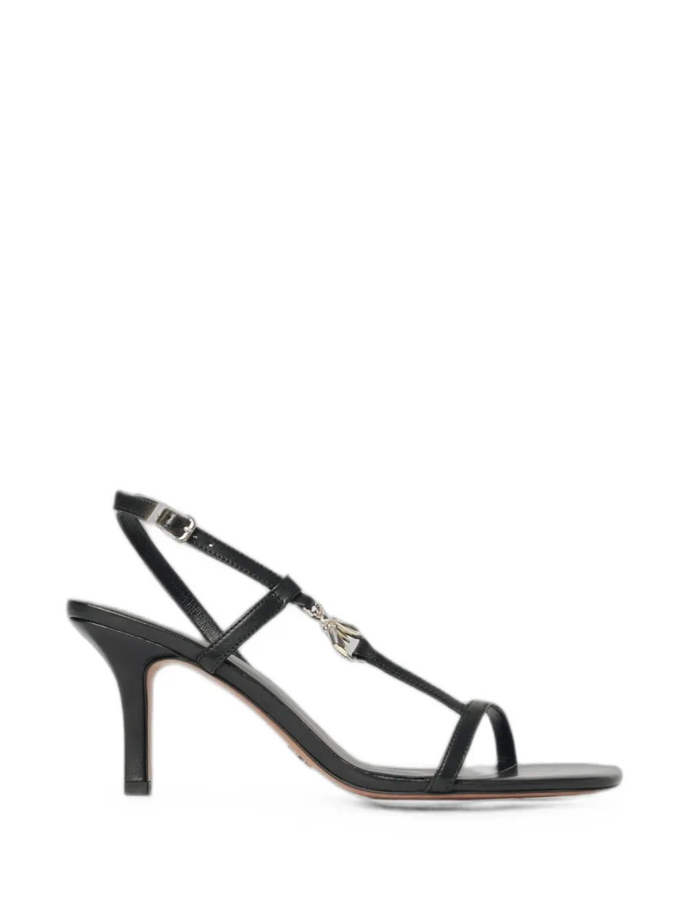 Patrizia Pepe Fly-plaque leather sandals Zwart