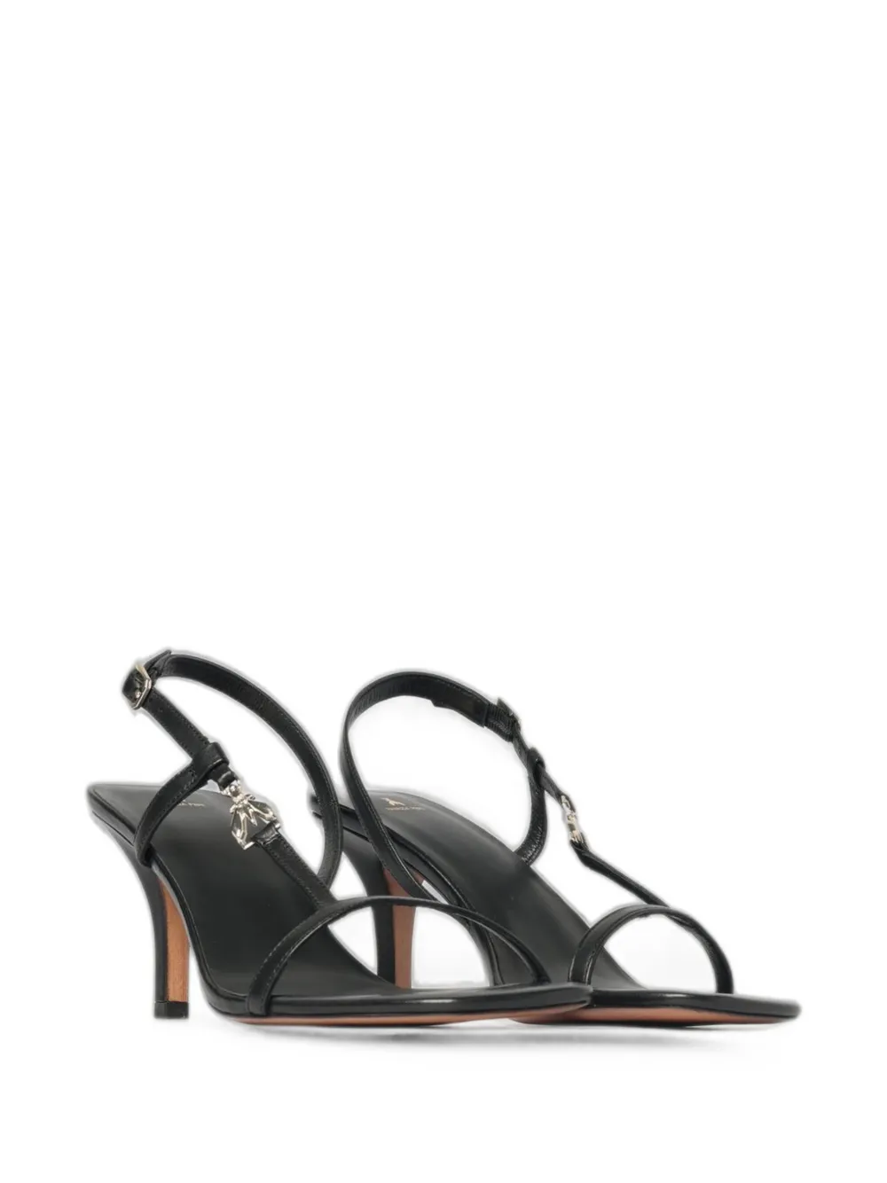 Patrizia Pepe Fly-plaque leather sandals Zwart