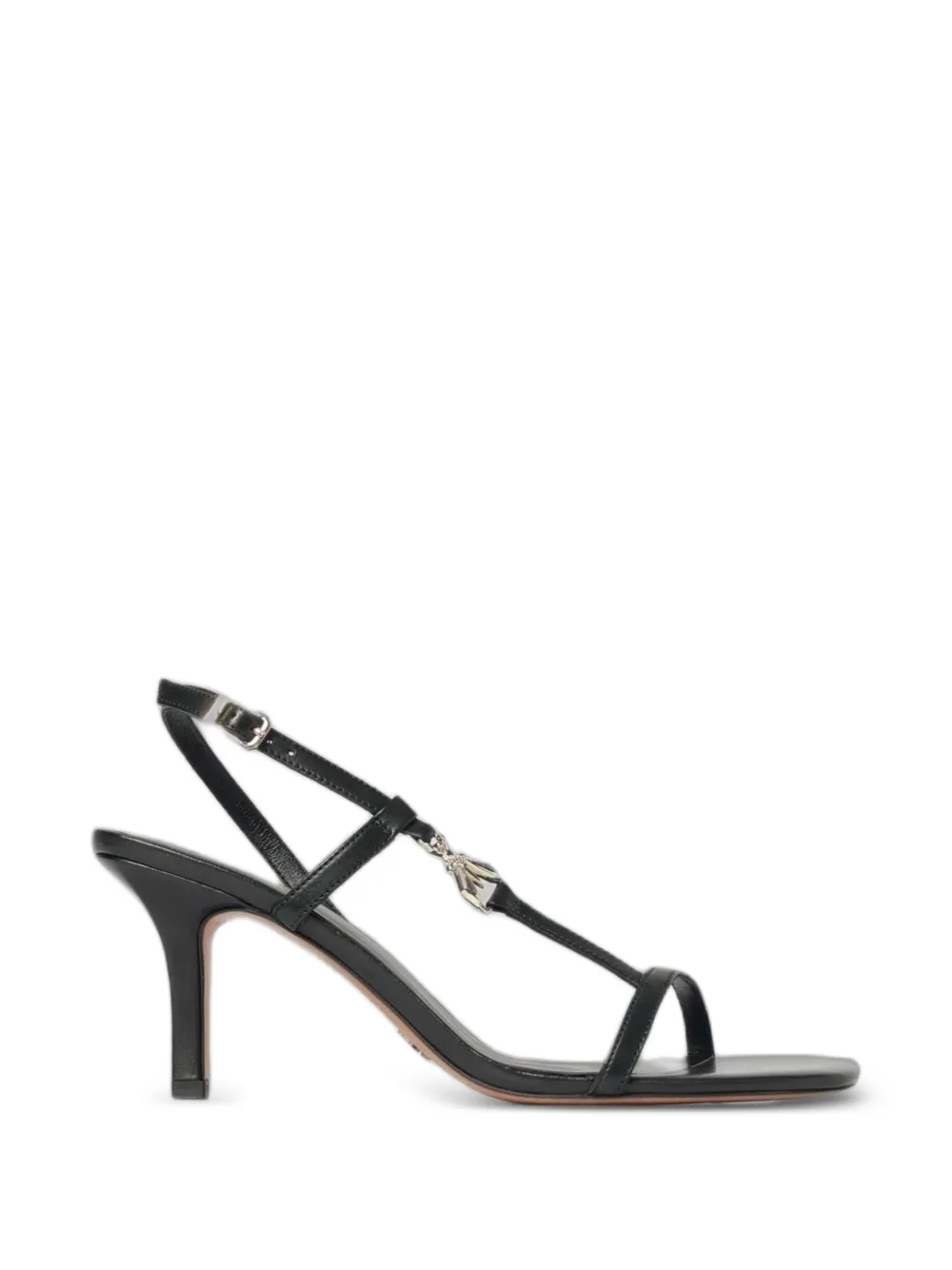Patrizia Pepe Fly-plaque leather sandals Zwart