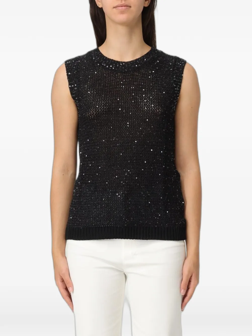 Golden Goose sequin-embellished knitted top - Black