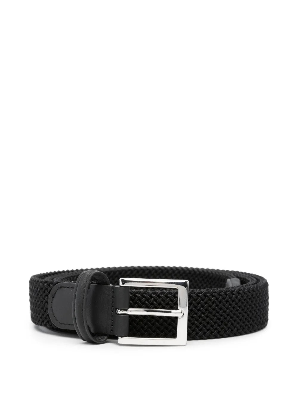 Kiton braided leather-trim belt - Black