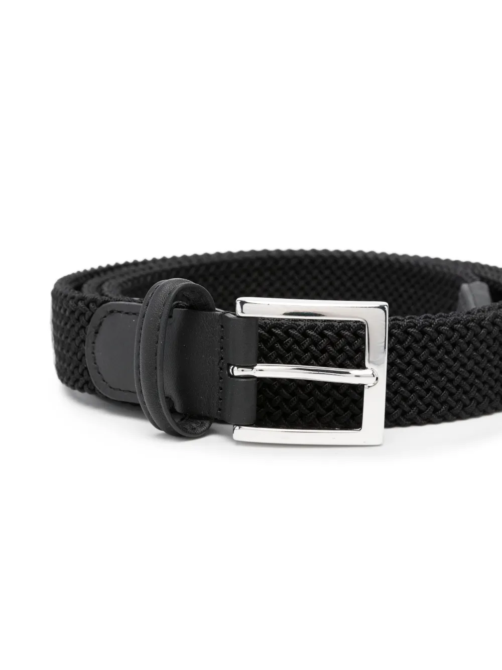 Kiton Gevlochten riem met leren afwerking Zwart
