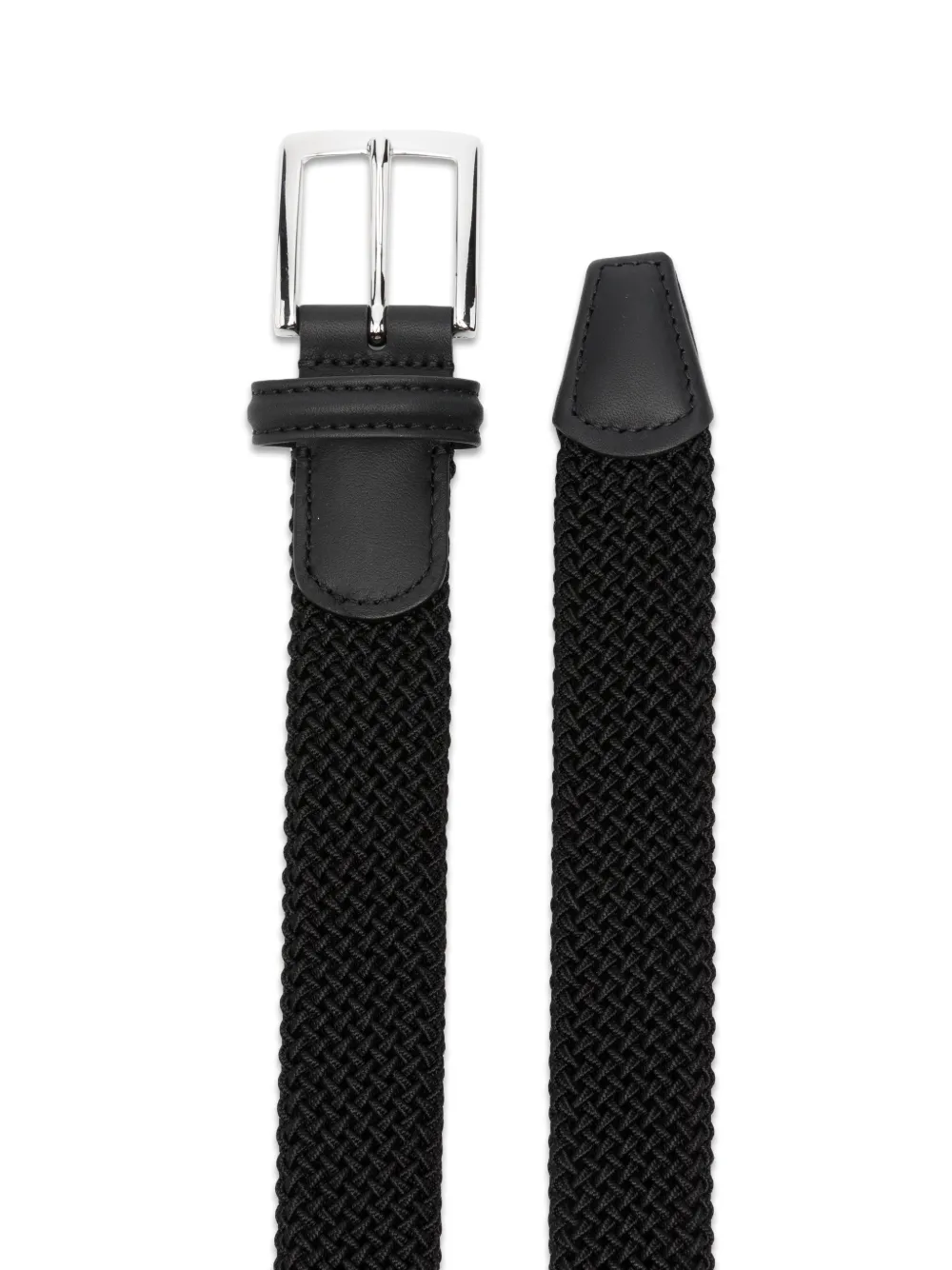 Kiton Gevlochten riem met leren afwerking Zwart