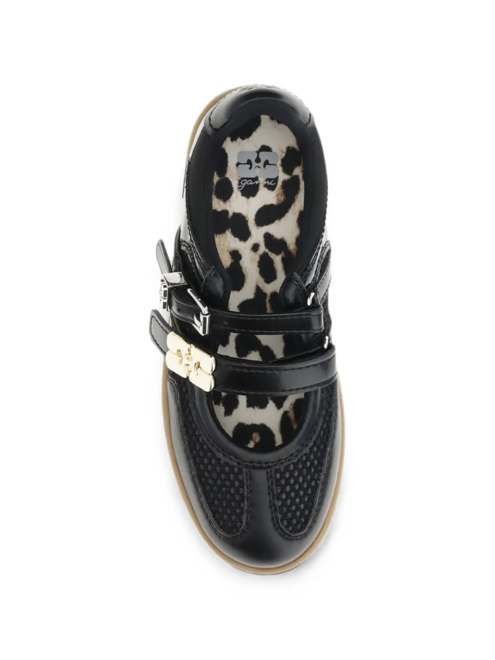 GANNI Sue panelled ballet flats Zwart
