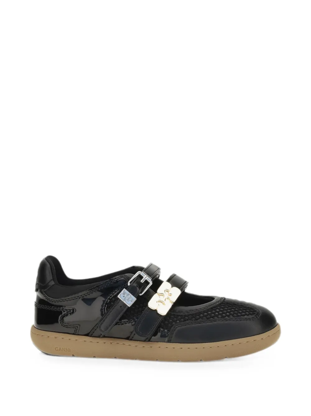 GANNI Sue buckle-fastening ballet flats - Nero