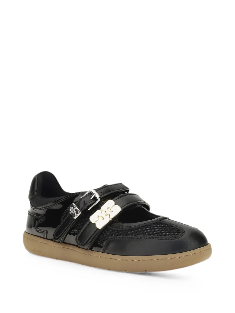 GANNI Sue panelled ballet flats Zwart
