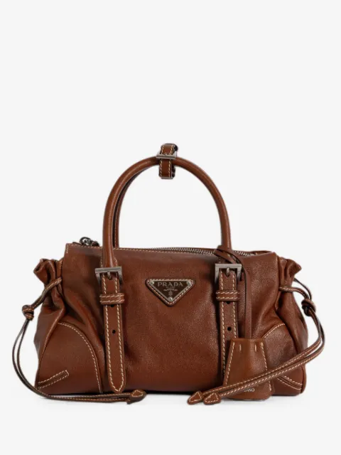 Prada Bonnie small buckle-detail logo-plaque satchel bag