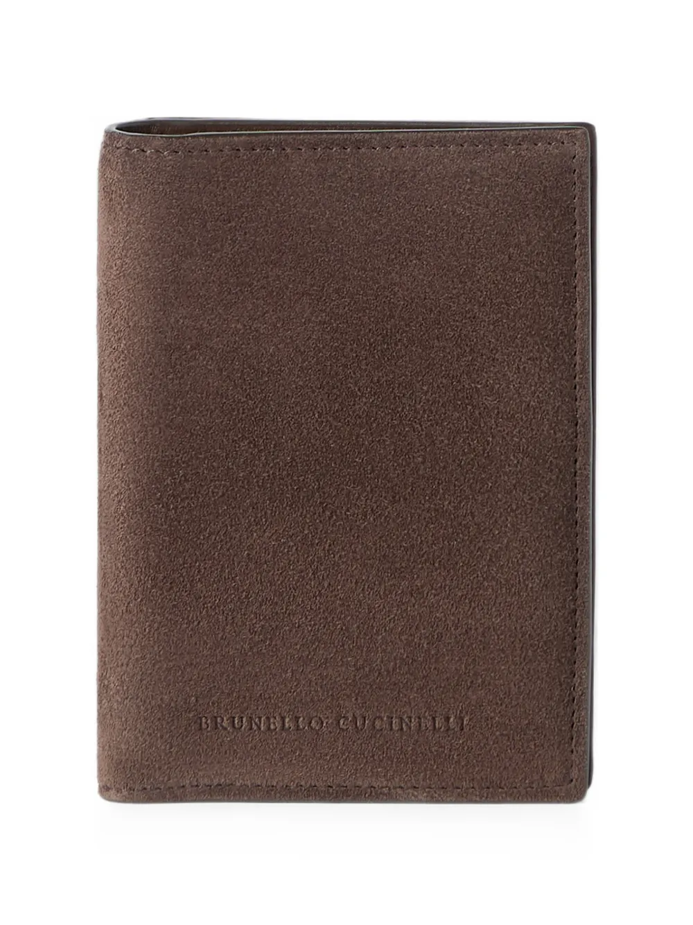 Brunello Cucinelli suede passport holder - Marrone