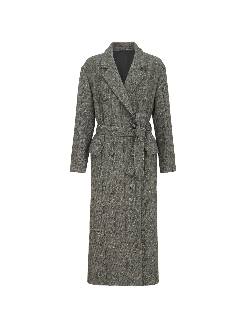 Brunello Cucinelli check-pattern double-breasted coat - Grau