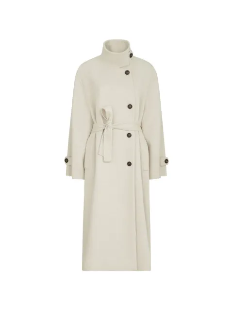 Brunello Cucinelli hand-crafted coat in cashmere-beaver double cloth with belt and Monili