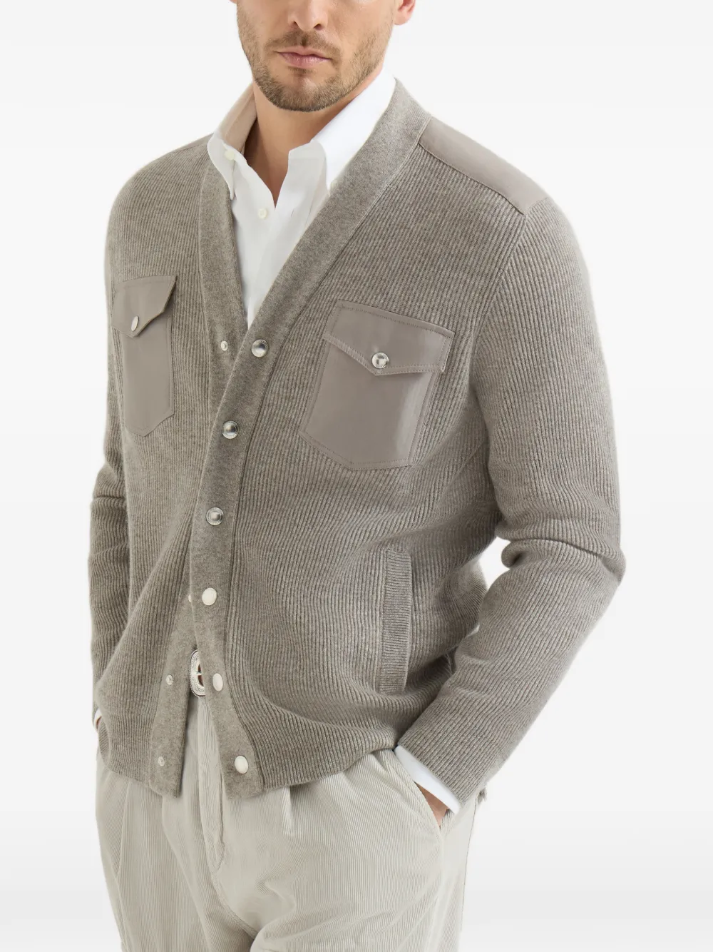 Brunello Cucinelli Kasjmier vest met borstzakken en drukknopen Grijs