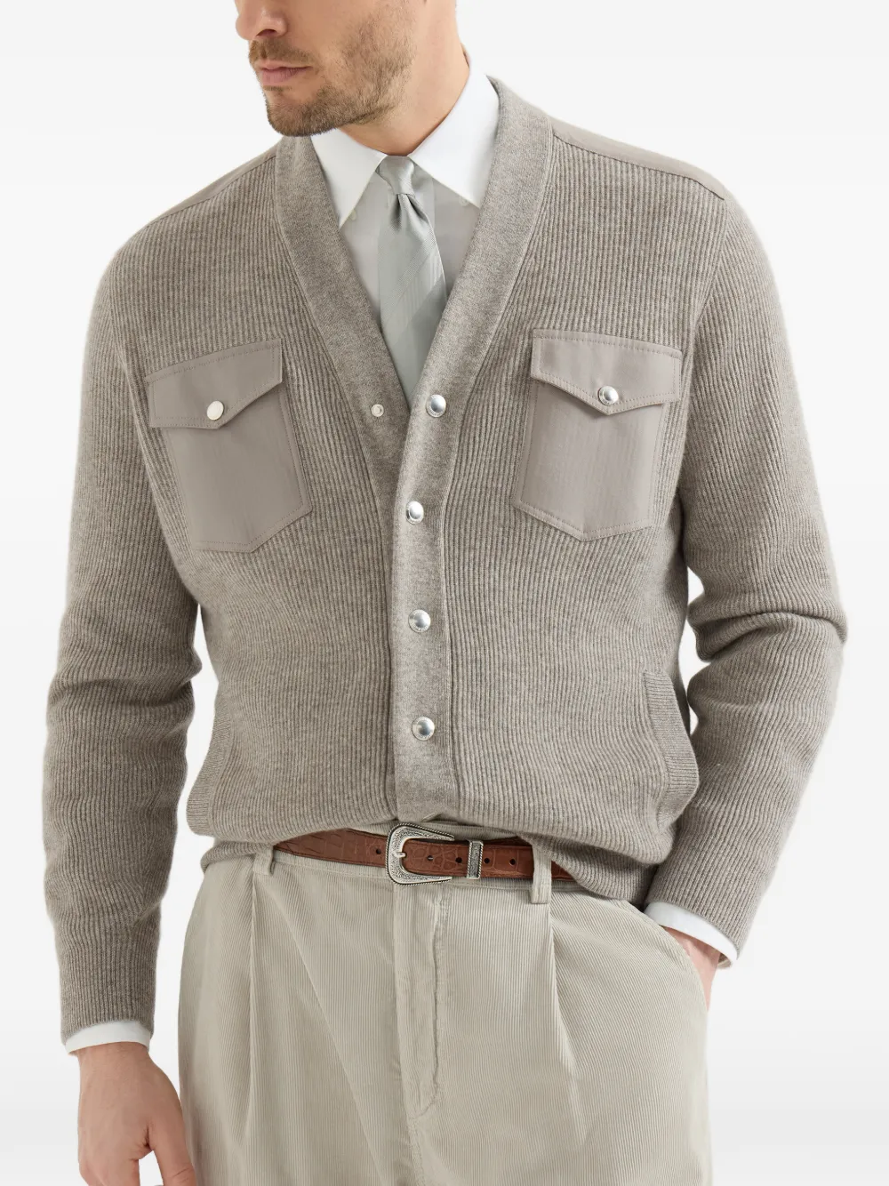 Brunello Cucinelli Kasjmier vest met borstzakken en drukknopen Grijs
