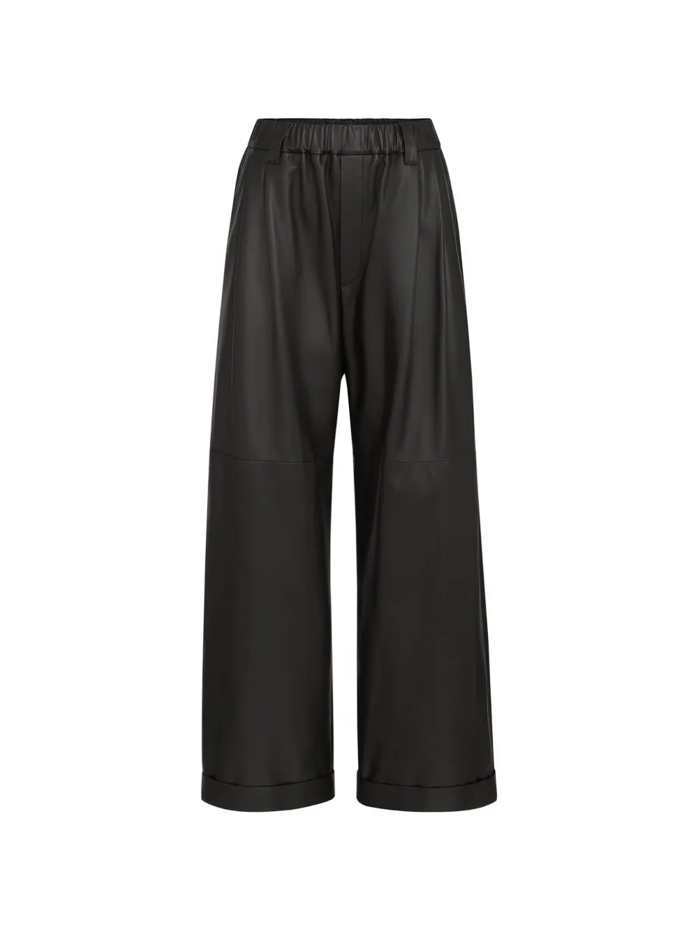 Brunello Cucinelli Baggy broek van nappa leer Zwart