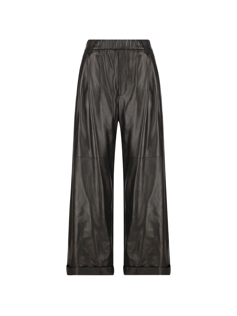 Brunello Cucinelli nappa-leather baggy trousers - Black