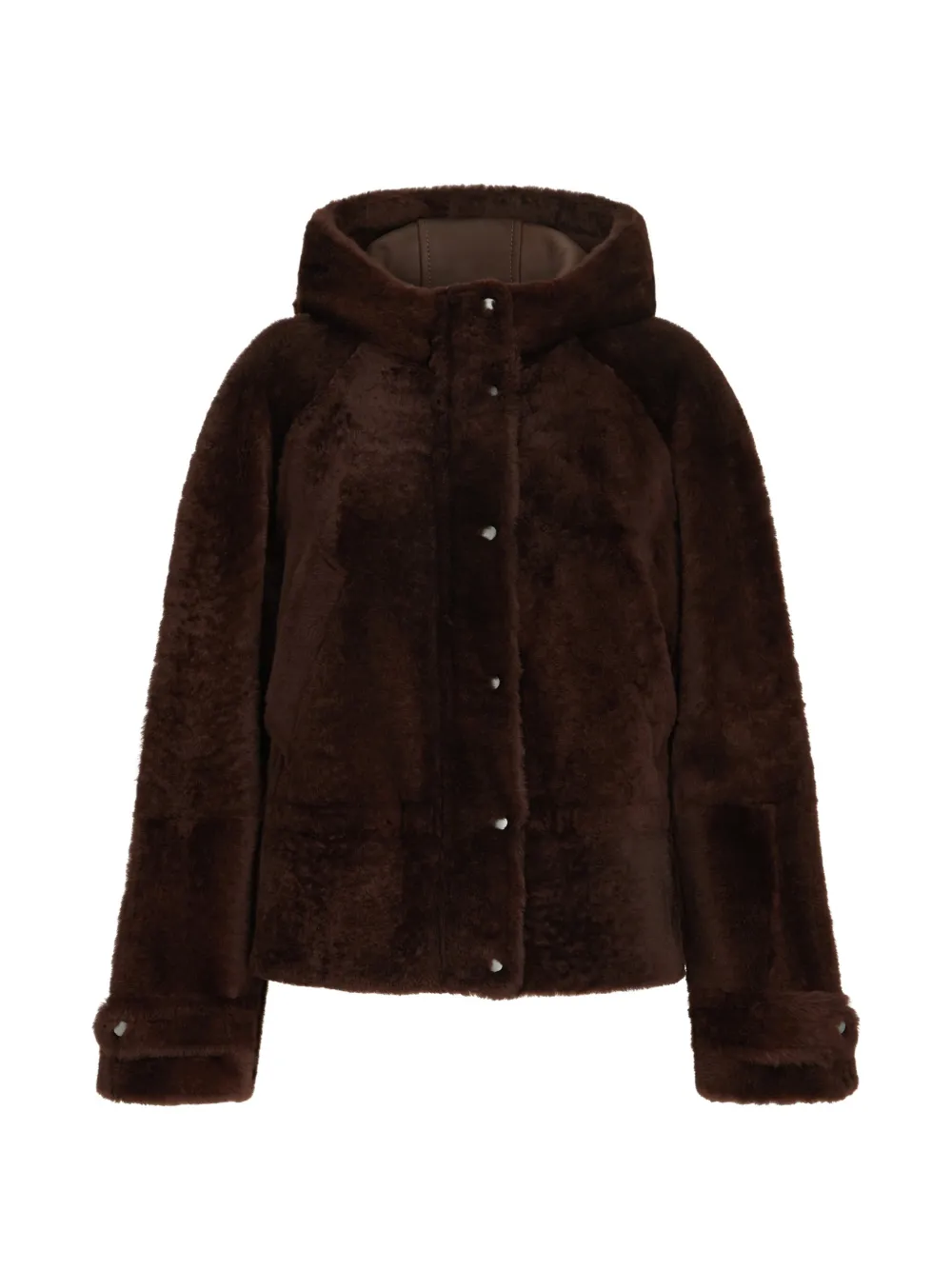 Brunello Cucinelli shearling outerwear jacket with shiny zipper pull - Braun