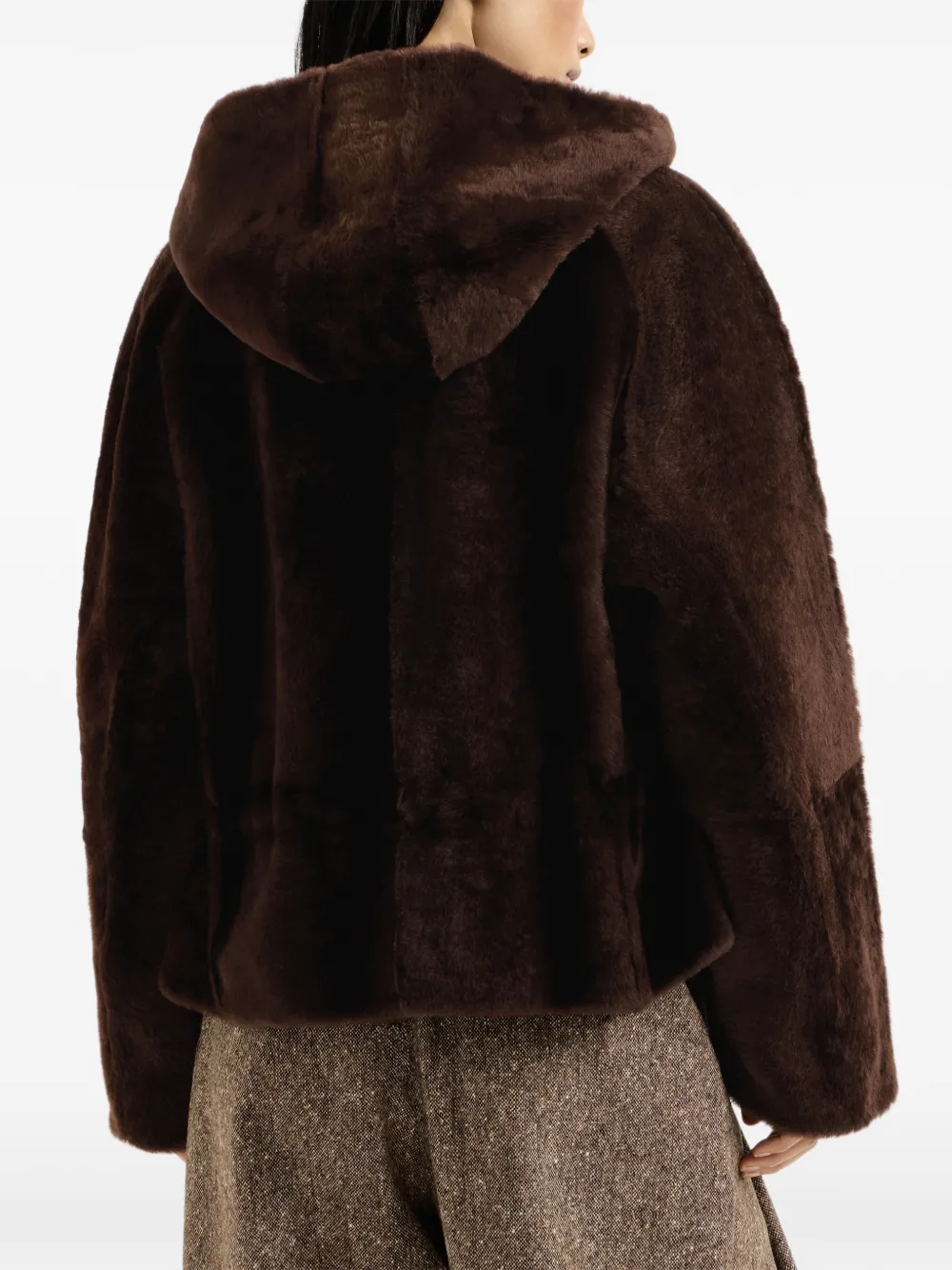 Brunello Cucinelli Lammy jack met glanzende rits Bruin
