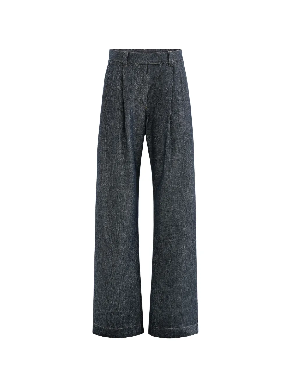 Brunello Cucinelli sparkling no-fade denim loose curved trousers with monili - Blau