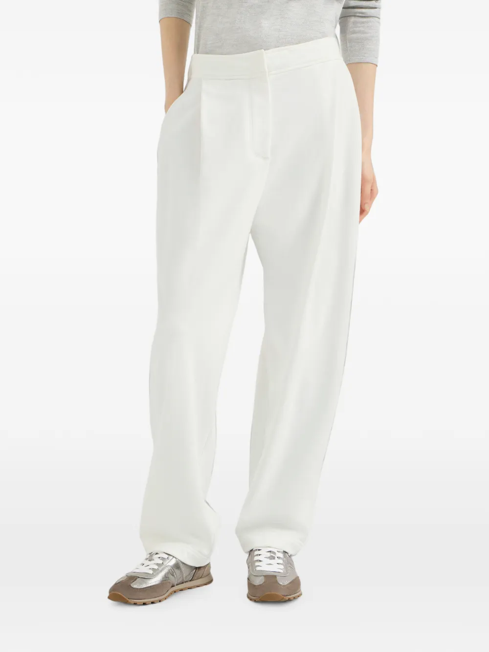 Brunello Cucinelli katoenen badstof trainingsbroek met plooien Wit