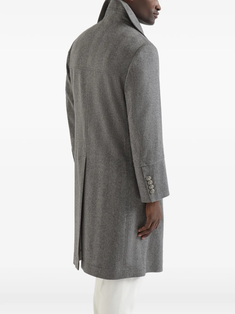 Brunello Cucinelli Kasjmier chevron flanellen jas Grijs
