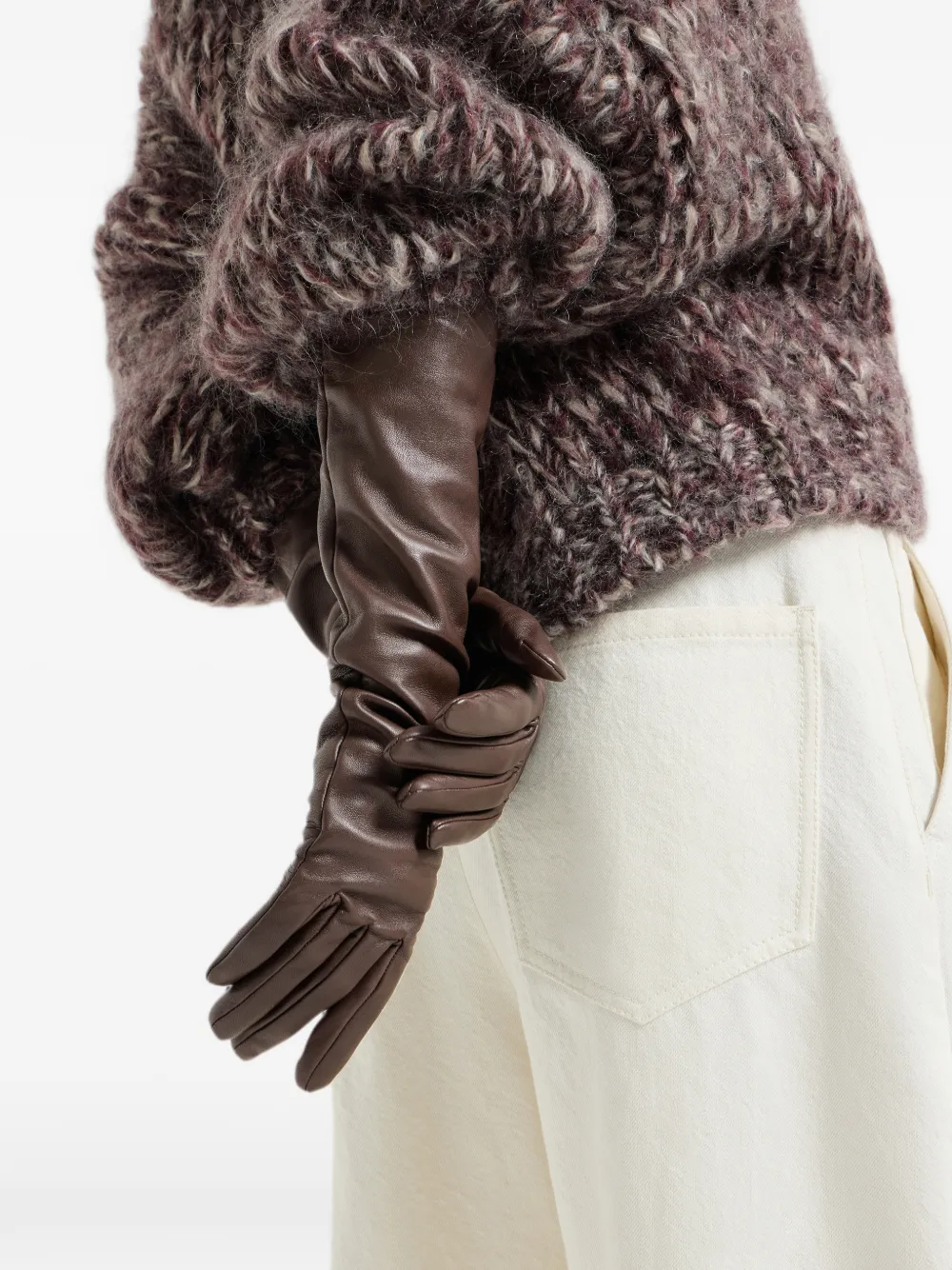 Brunello Cucinelli Nappa leren handschoenen Bruin