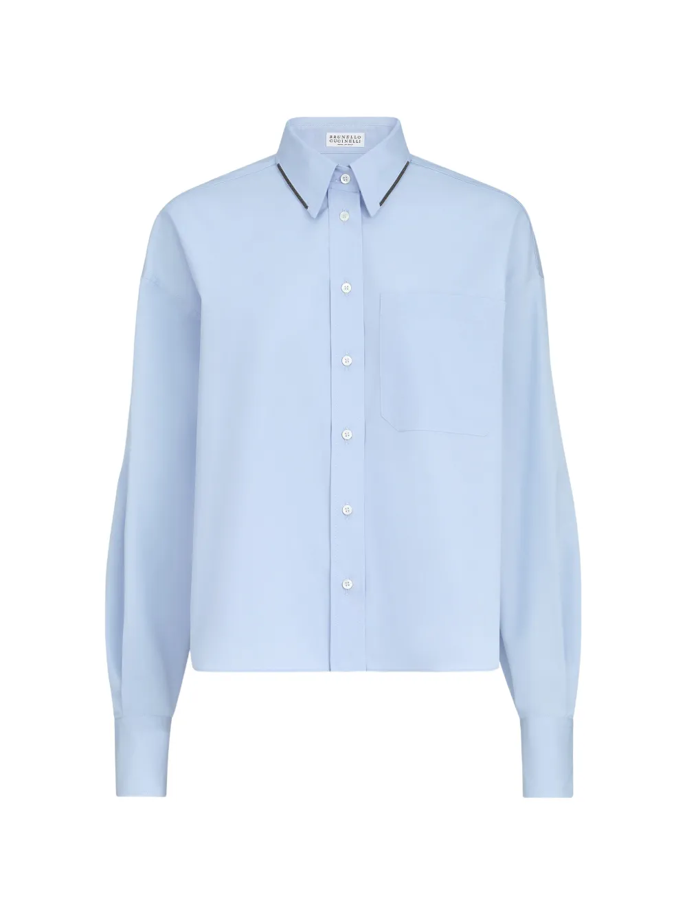 Brunello Cucinelli cotton-poplin shirt with shiny details - Blu