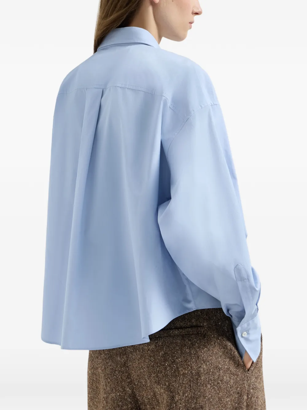 Brunello Cucinelli Katoen-popeline blouse met glanzende details Blauw