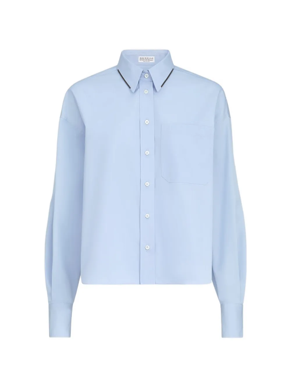Brunello Cucinelli cotton-poplin shirt with shiny details - Blau