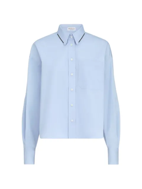 Brunello Cucinelli camisa de popelina con detalles brillantes