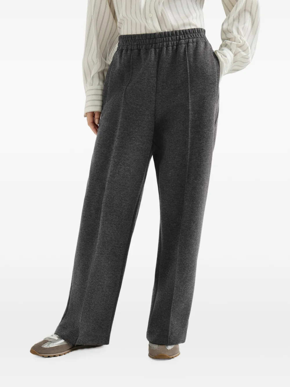 Brunello Cucinelli Techno katoenen en kasjmier trainingsbroek met slot Grijs