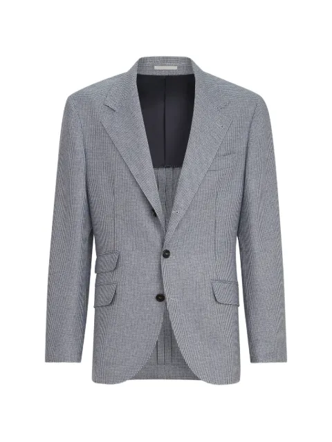 Brunello Cucinelli cashmere and silk houndstooth flannel deconstructed Cavallo blazer