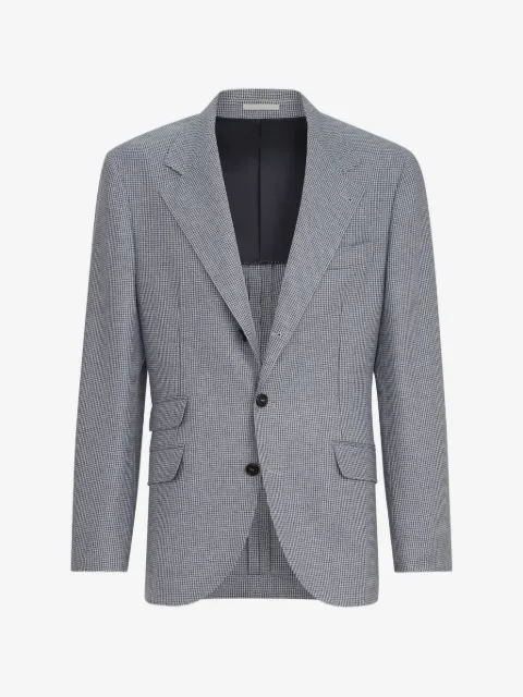 Brunello Cucinelli cashmere and silk houndstooth flannel deconstructed Cavallo blazer