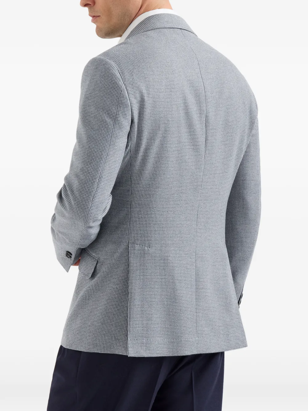 Brunello Cucinelli Cavallo gedeconstrueerde kasjmier en zijden flanellen blazer met pied-de-poule print Blauw