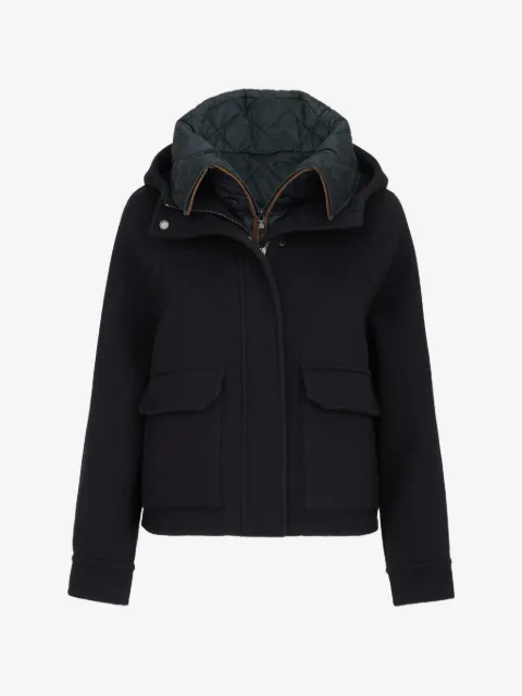 Brunello Cucinelli hand-crafted outerwear jacket in virgin wool and cashmere double cloth with detachable Thermore-padded vest