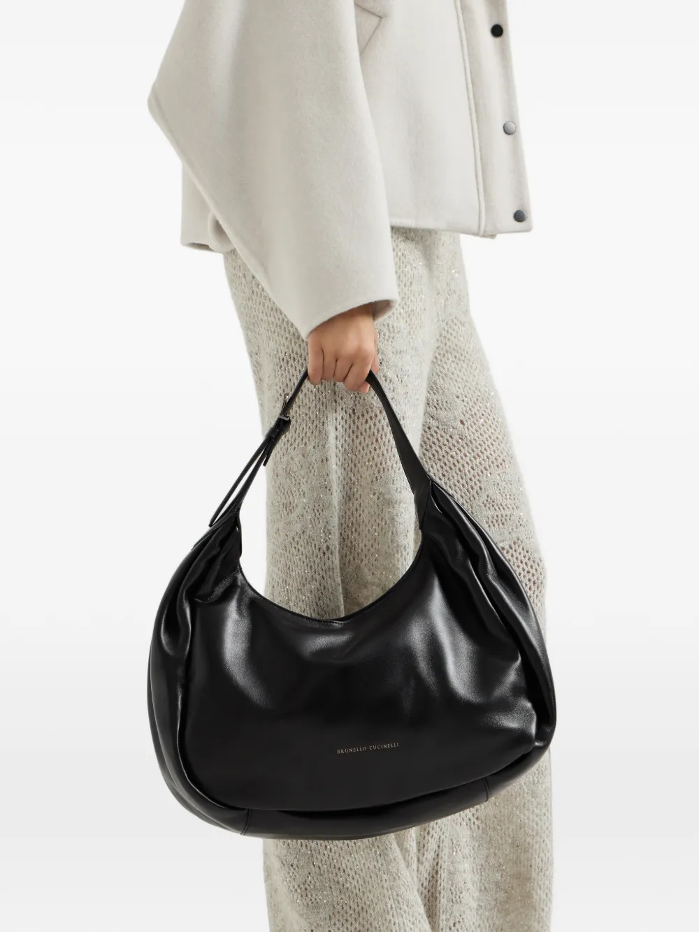 Brunello Cucinelli Boule nappa leren tas Zwart