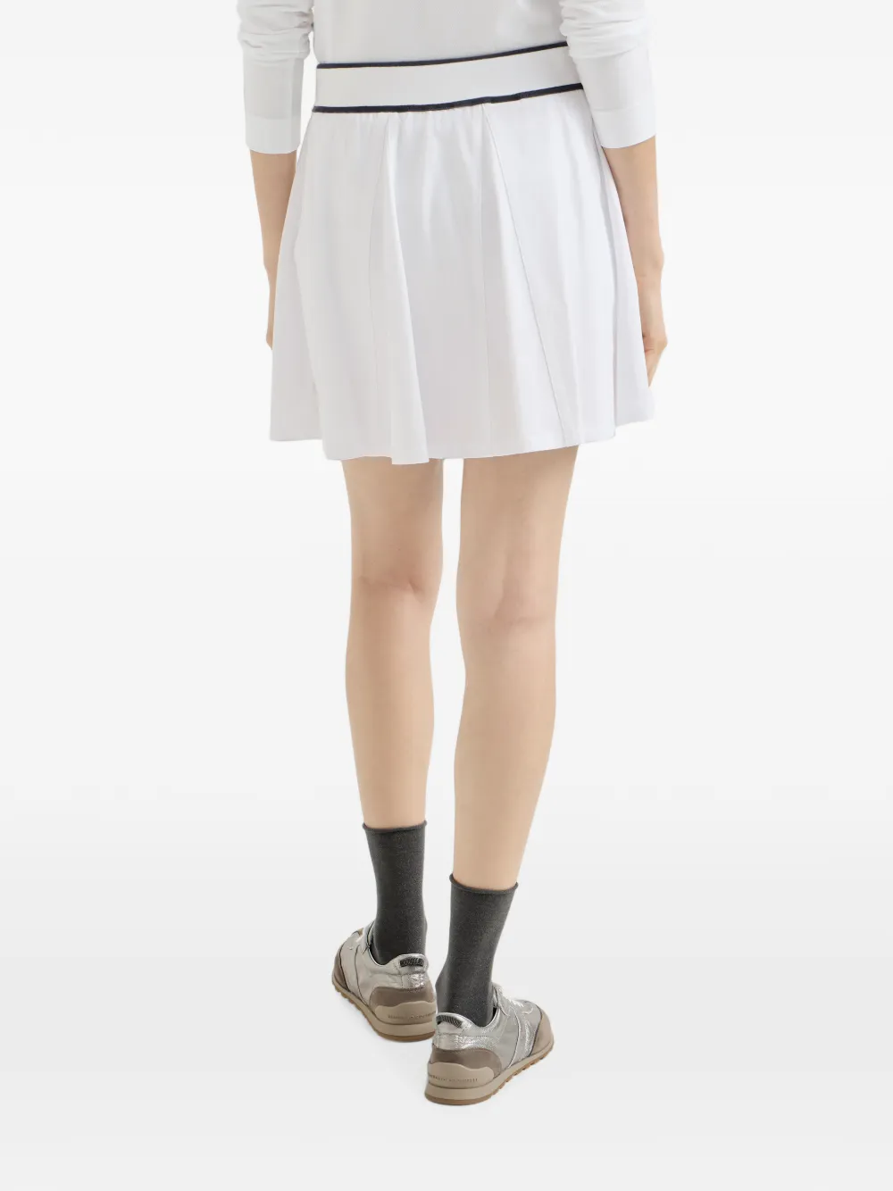 Brunello Cucinelli Piqué mini-rok met stretch-katoen en logo Wit