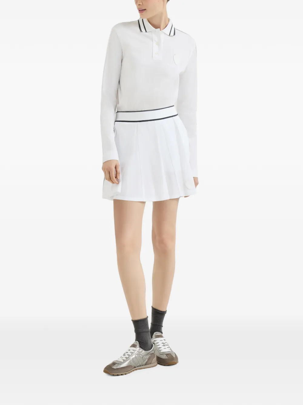 Brunello Cucinelli Piqué mini-rok met stretch-katoen en logo Wit