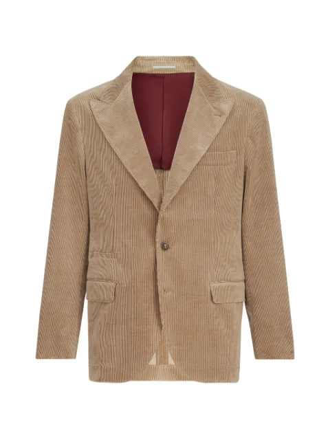 Brunello Cucinelli comfort cotton and cashmere corduroy deconstructed blazer with large peak lapels and metal buttons