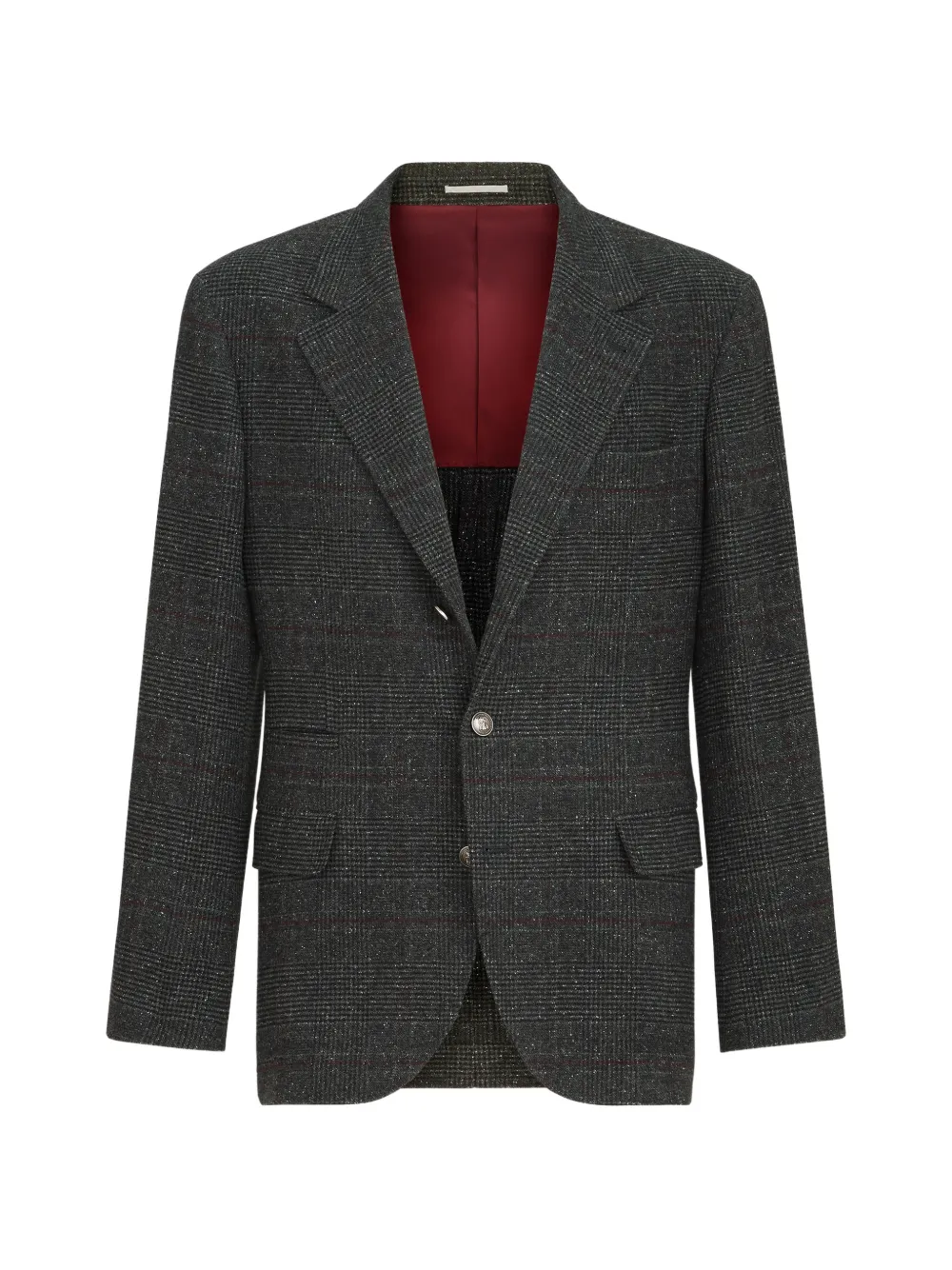 Brunello Cucinelli silk, wool and cashmere Prince of Wales flannel deconstructed blazer - Grau