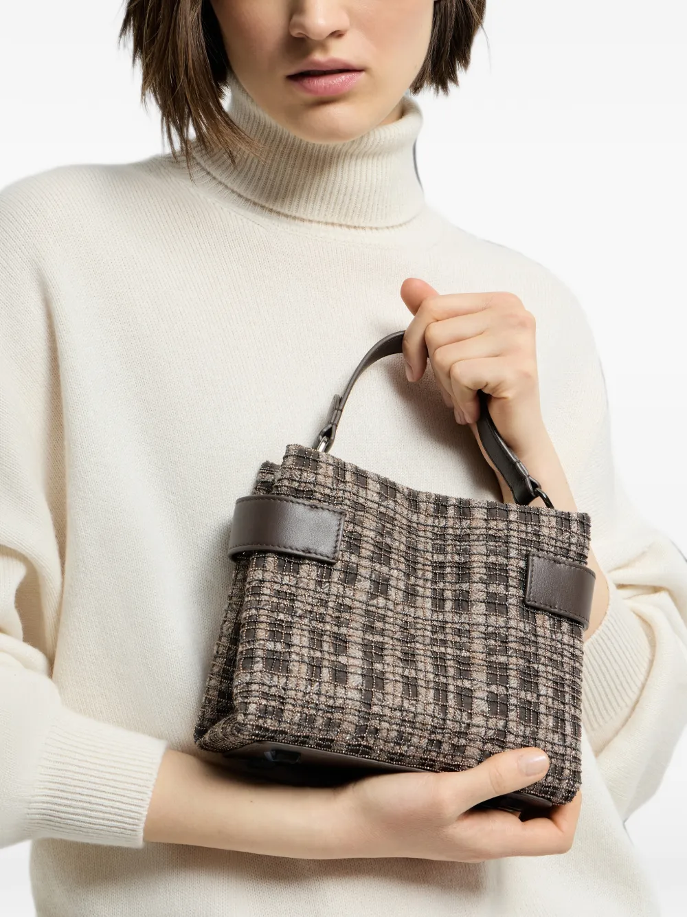 Brunello Cucinelli Essence kleine handtas van suède Bruin