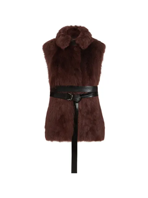 Brunello Cucinelli lux shearling vest with nappa leather belt and Monili