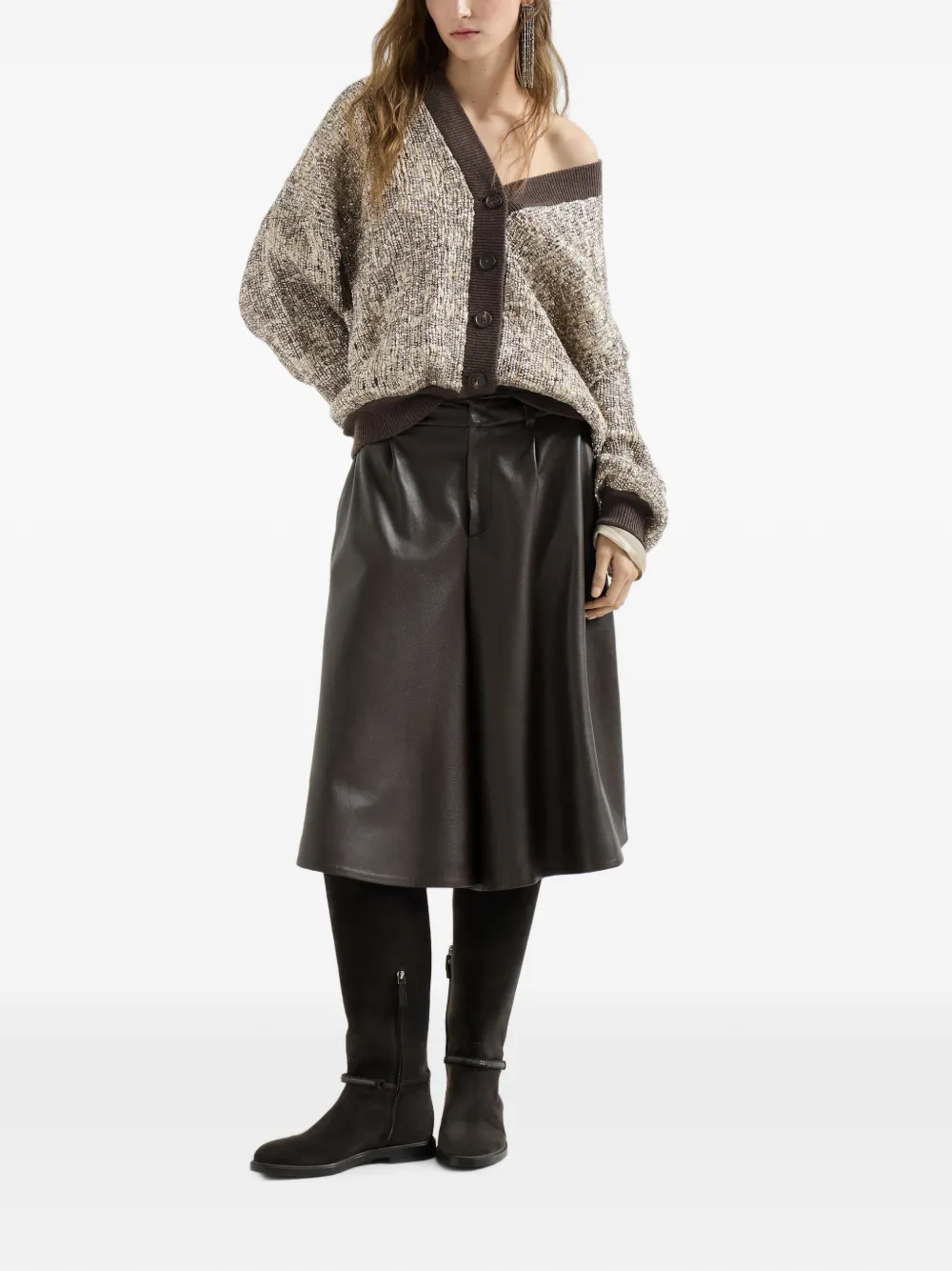 Brunello Cucinelli Dazzling craquelé vest van mohair en wol met borduurwerk Beige